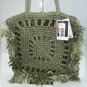 Green Crochet Tote Bag
